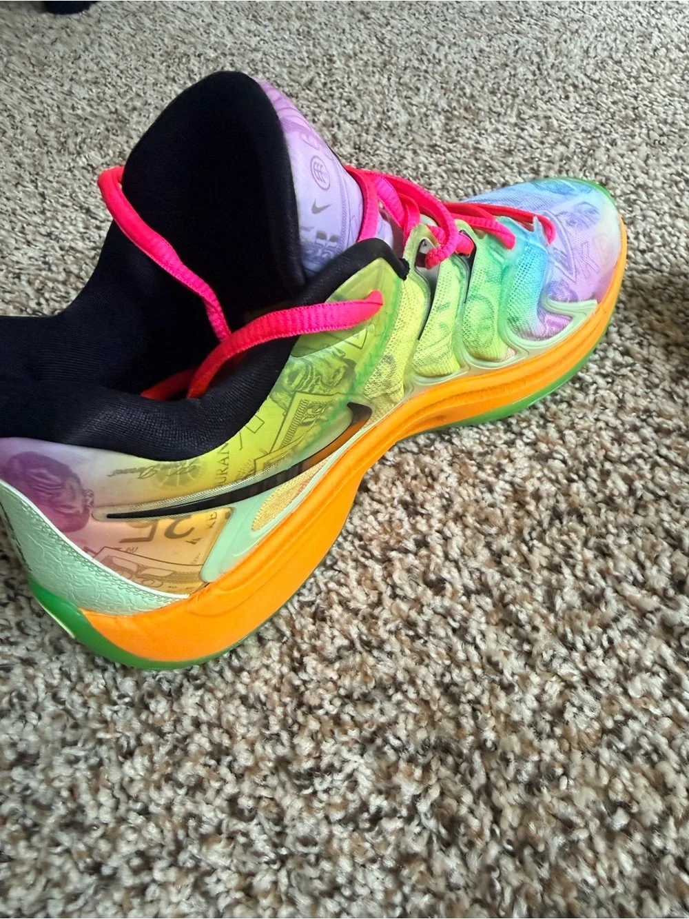 Nike KD 17 Easy Money Colorway - Basketball Sneakers - Pink, Green, Orange, Blue